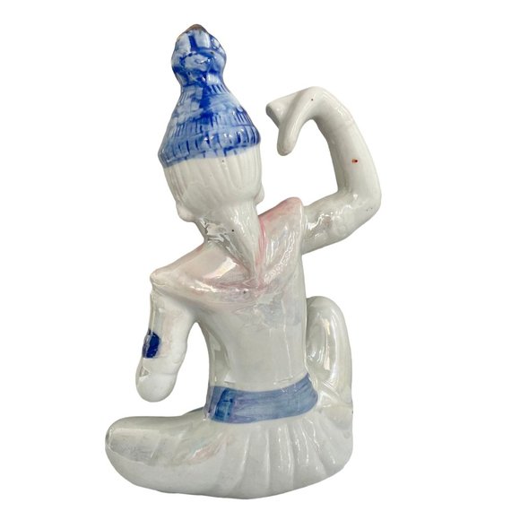 Vintage Ceramic Thai Dancing Buddha Figurine with Iridescent Enamel and blue - Picture 6 of 9